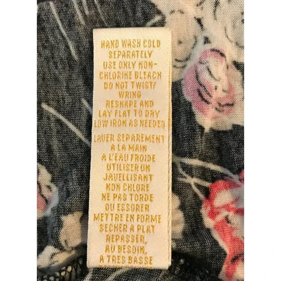 Anthro Ric Rac Floral Racerback Tank Black Sheer Back Ruffle M - Picture 9 of 9